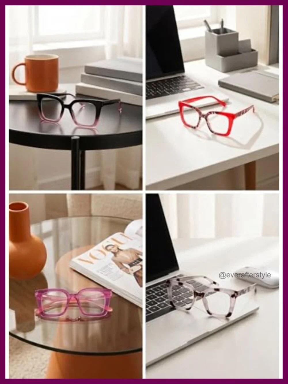 Oversized Square Reading Glasses 4 Pack Blue Light Blocking UV400 Spring Hinge